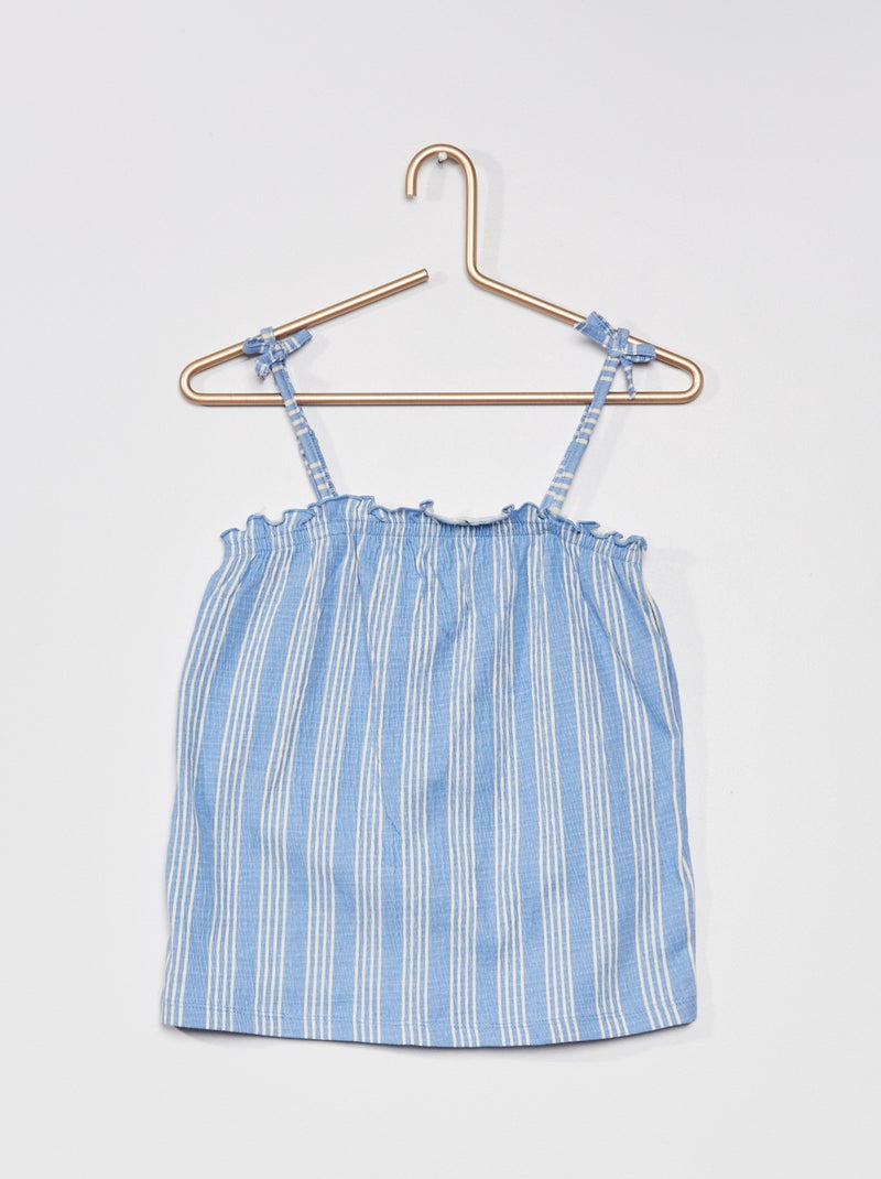 Camiseta de tirantes de punto gofrado AZUL - Kiabi