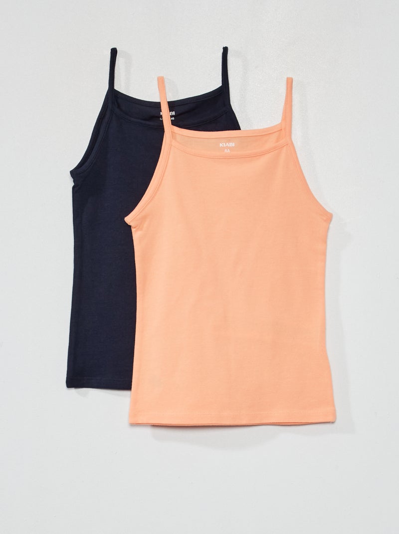 Camiseta de tirantes de punto liso  - Pack de 2 AZUL - Kiabi