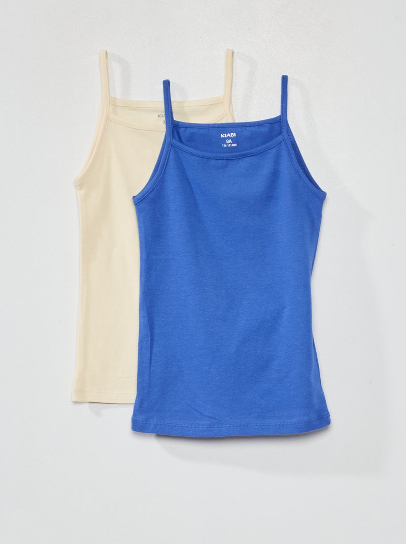 Camiseta de tirantes de punto liso  - Pack de 2 AZUL - Kiabi