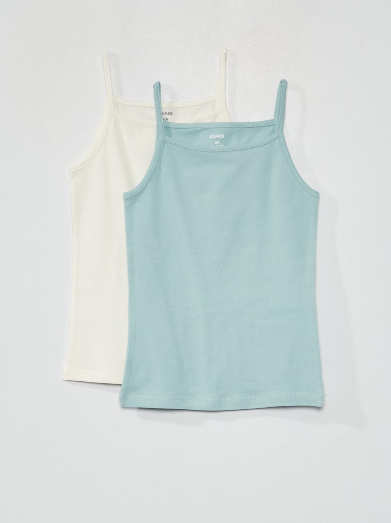 Camiseta de tirantes de punto liso  - Pack de 2 BLANCO - Kiabi