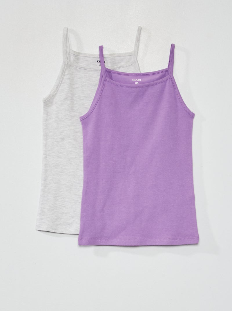 Camiseta de tirantes de punto liso  - Pack de 2 GRIS - Kiabi