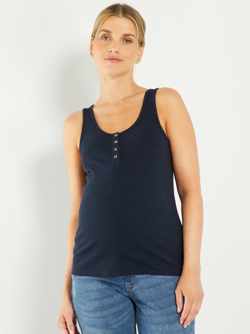 Camiseta de tirantes de punto premamá azul - Kiabi