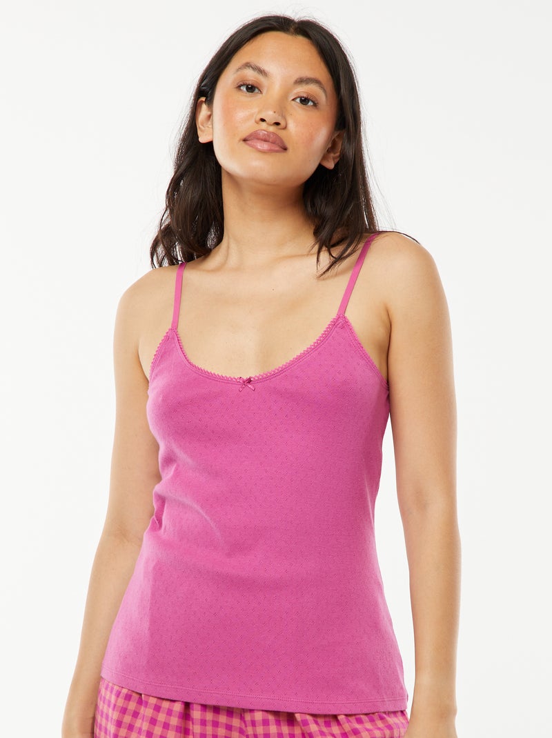 Camiseta de tirantes de punto Rosa - Kiabi