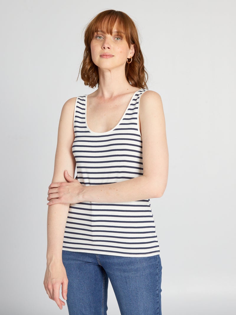 Camiseta de tirantes de rayas BLANCO - Kiabi