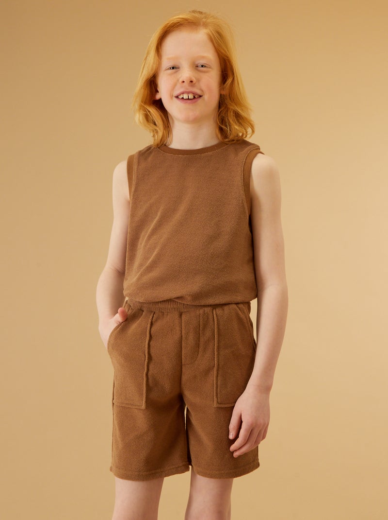 Camiseta de tirantes de rizo MARRON - Kiabi