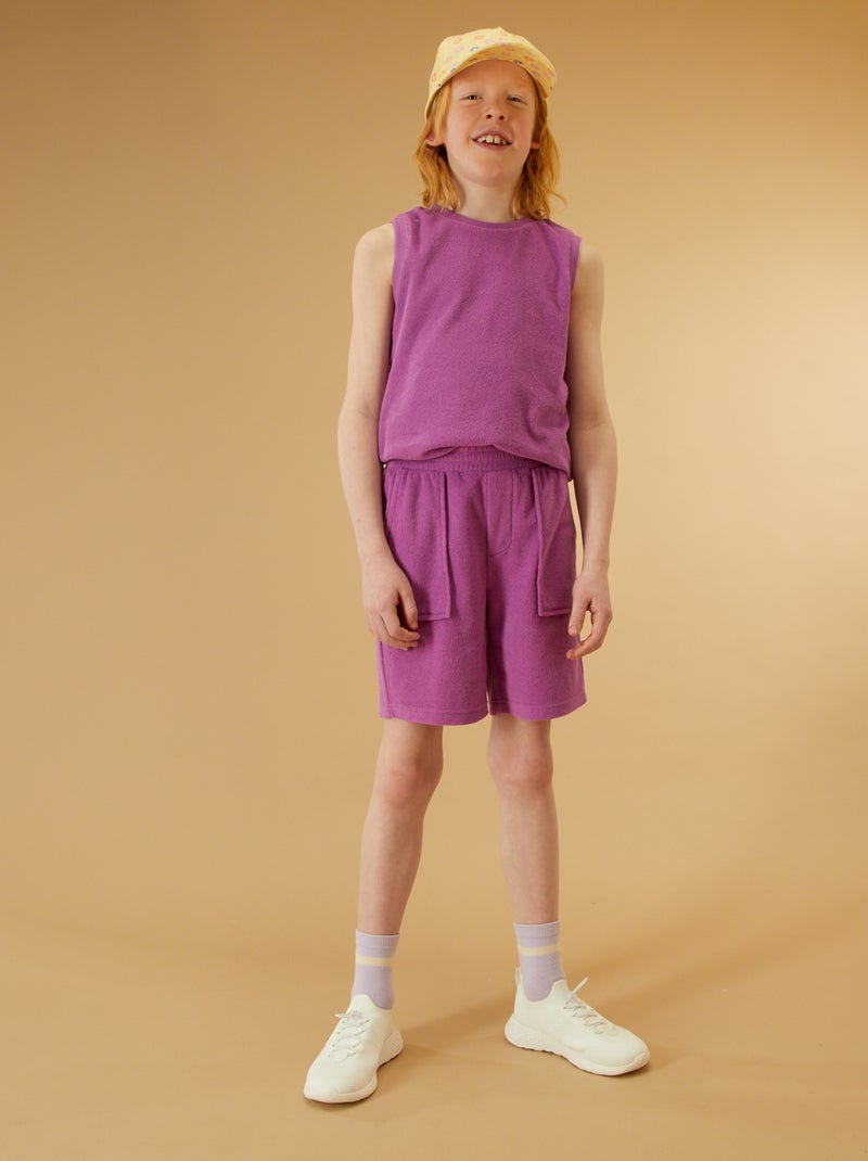 Camiseta de tirantes de rizo rosa iris - Kiabi
