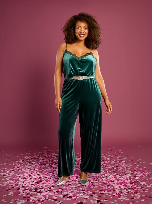 Camiseta de tirantes de terciopelo con borde de encaje - Kiabi