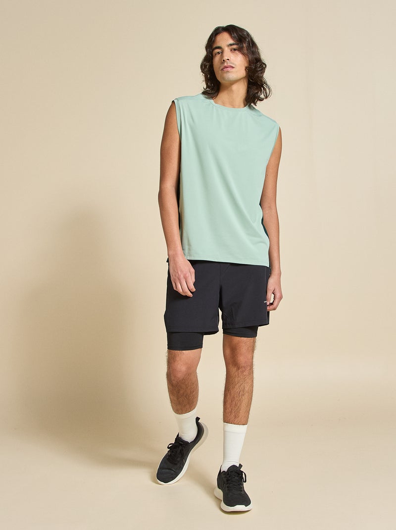 Camiseta de tirantes deportiva con malla en los laterales - (ekstract) Verde - Kiabi