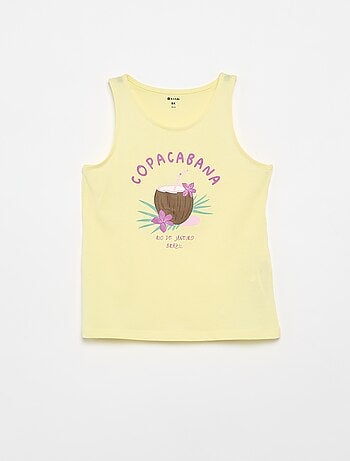 Camiseta de tirantes estampada con cuello redondo