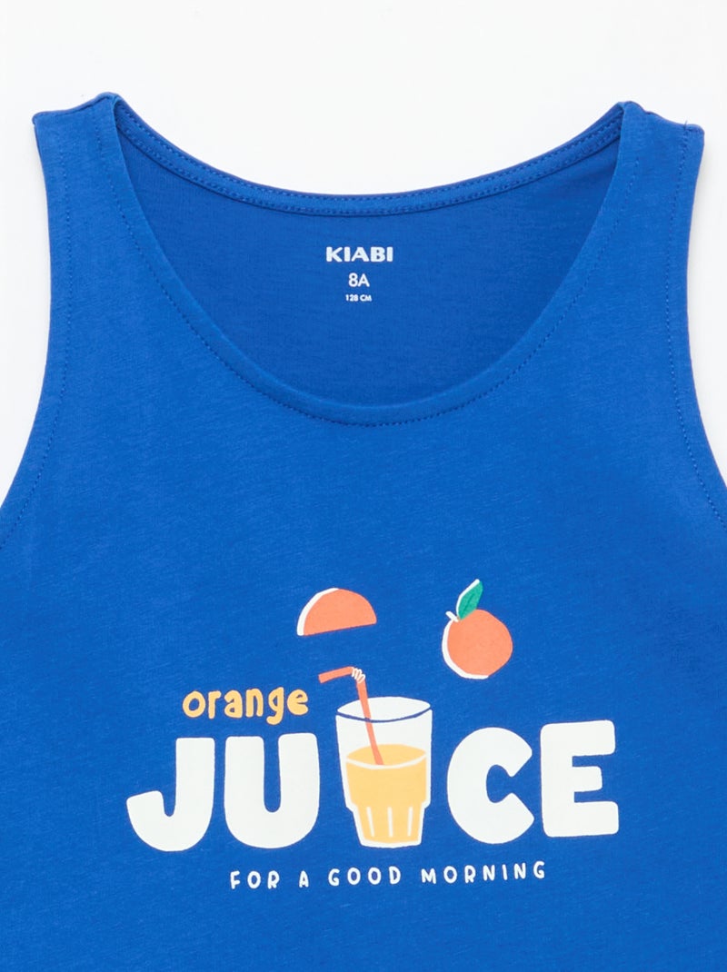 Camiseta de tirantes estampada con cuello redondo Azul - Kiabi
