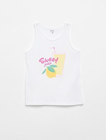 Camiseta de tirantes estampada con cuello redondo