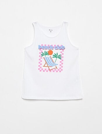 Camiseta de tirantes estampada con cuello redondo