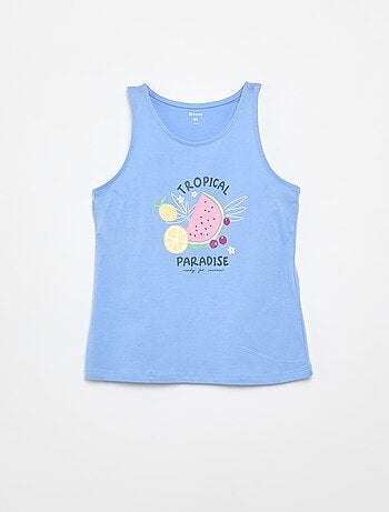 Camiseta de tirantes estampada con cuello redondo