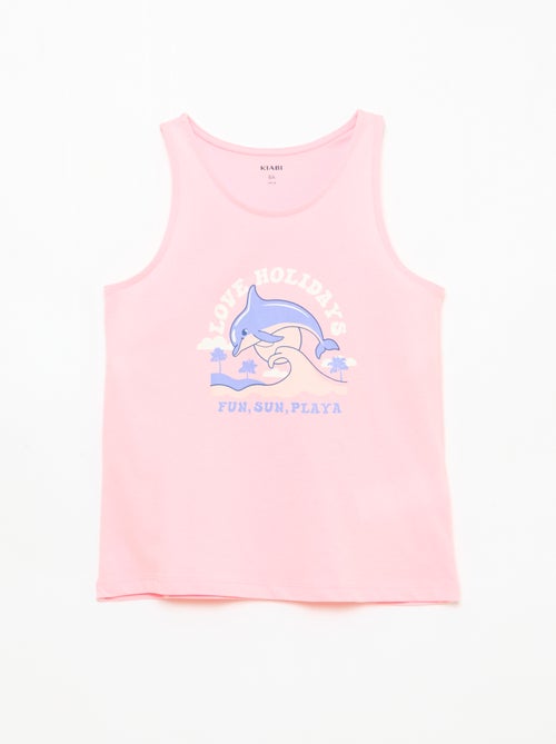 Camiseta de tirantes estampada con cuello redondo - Kiabi