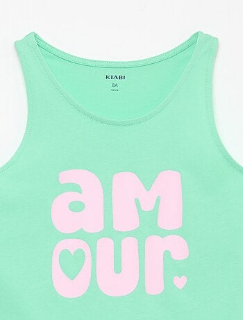 Camiseta de tirantes estampada con cuello redondo