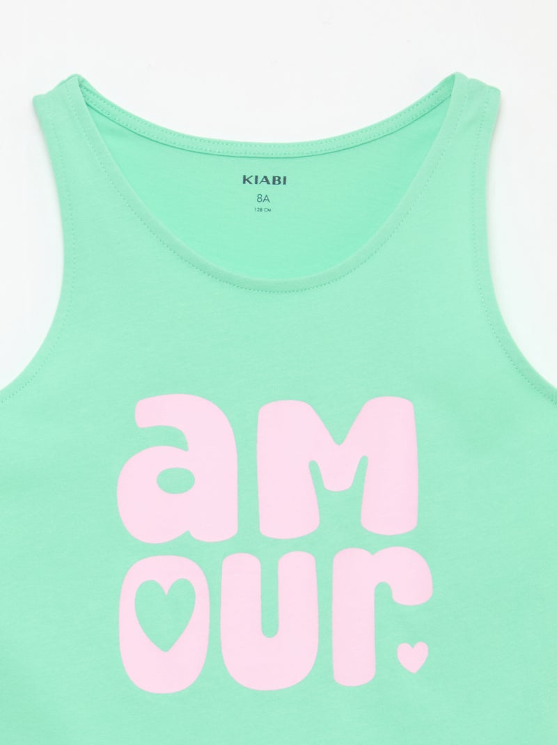 Camiseta de tirantes estampada con cuello redondo Verde - Kiabi