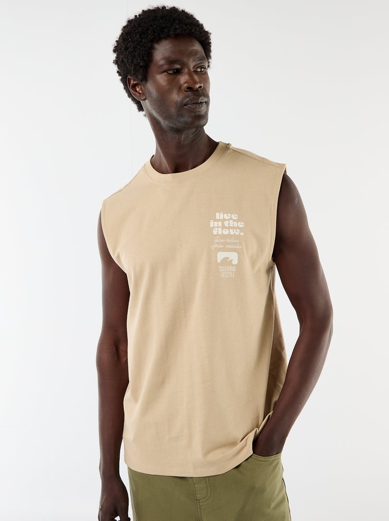 Camiseta de tirantes estampada por ambos lados Beige - Kiabi