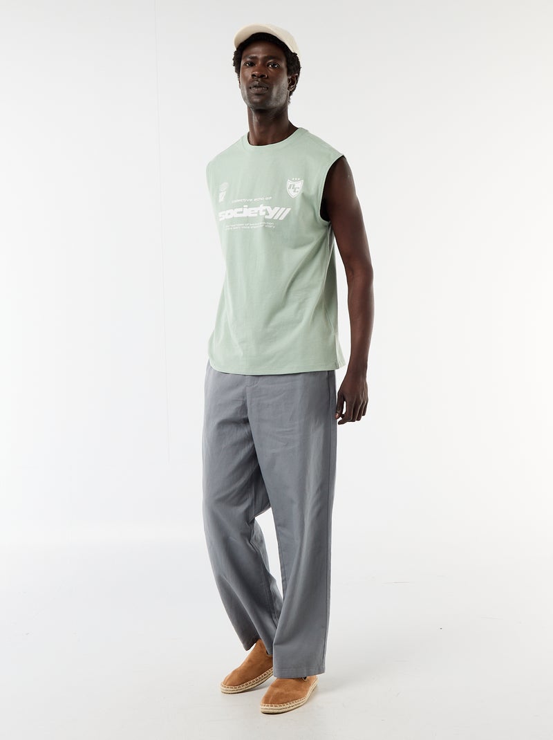 Camiseta de tirantes estampada por ambos lados Verde - Kiabi