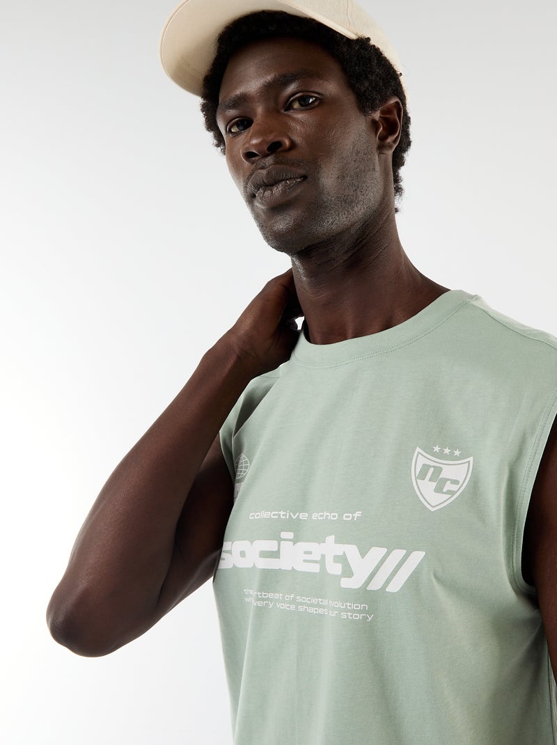 Camiseta de tirantes estampada por ambos lados Verde - Kiabi