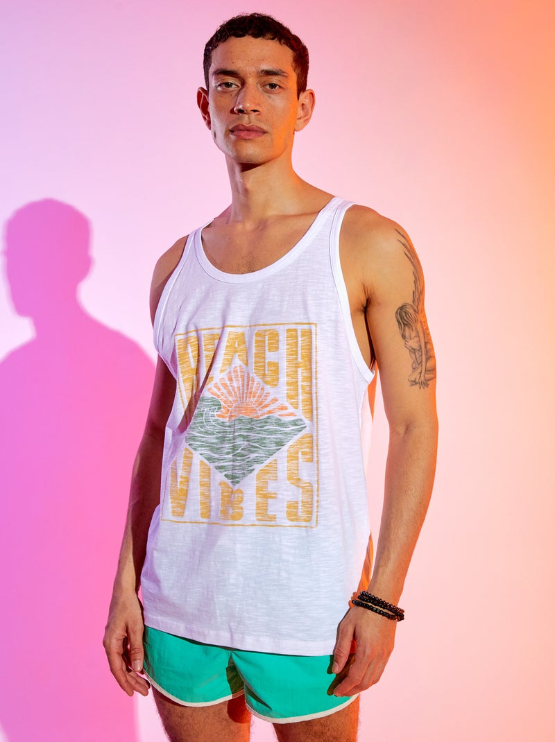 Camiseta de tirantes estampada 'Produkt' BLANCO - Kiabi