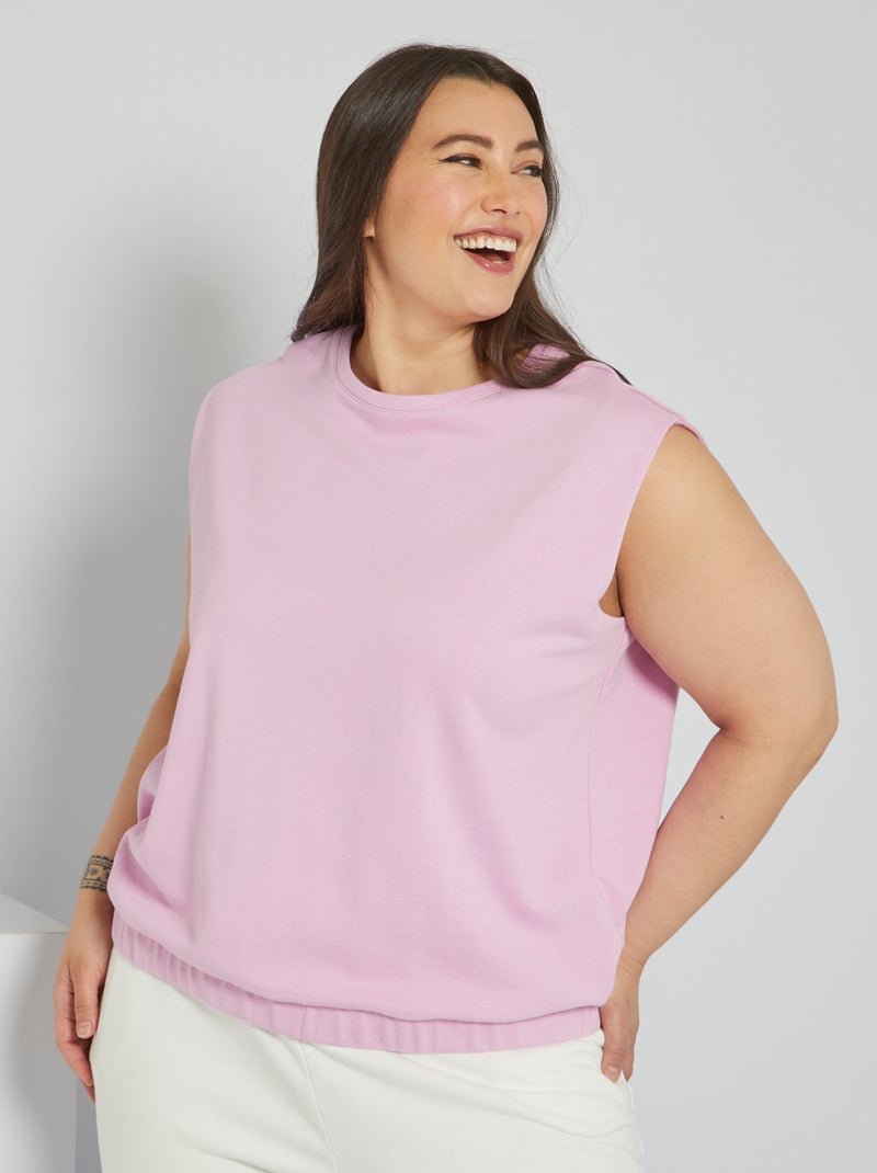 Camiseta de tirantes felpa cuello redondo PURPURA - Kiabi