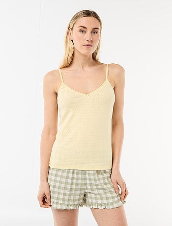 Camiseta de tirantes finos ajustable en algodón liso