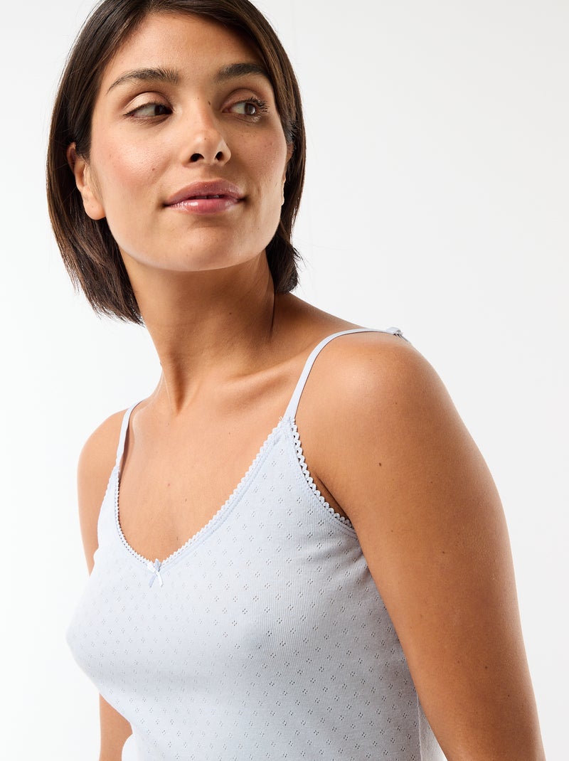Camiseta de tirantes finos ajustable en algodón liso Azul - Kiabi