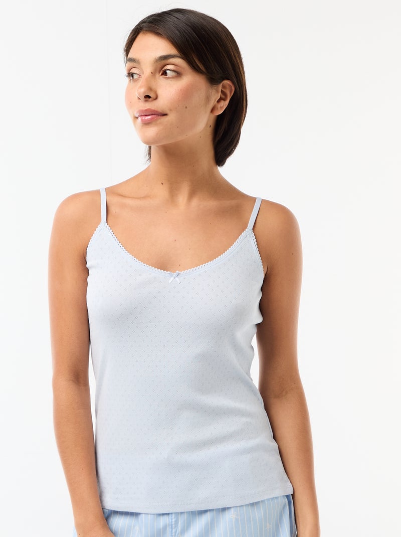 Camiseta de tirantes finos ajustable en algodón liso Azul - Kiabi