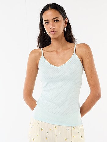 Camiseta de tirantes finos ajustable en algodón liso