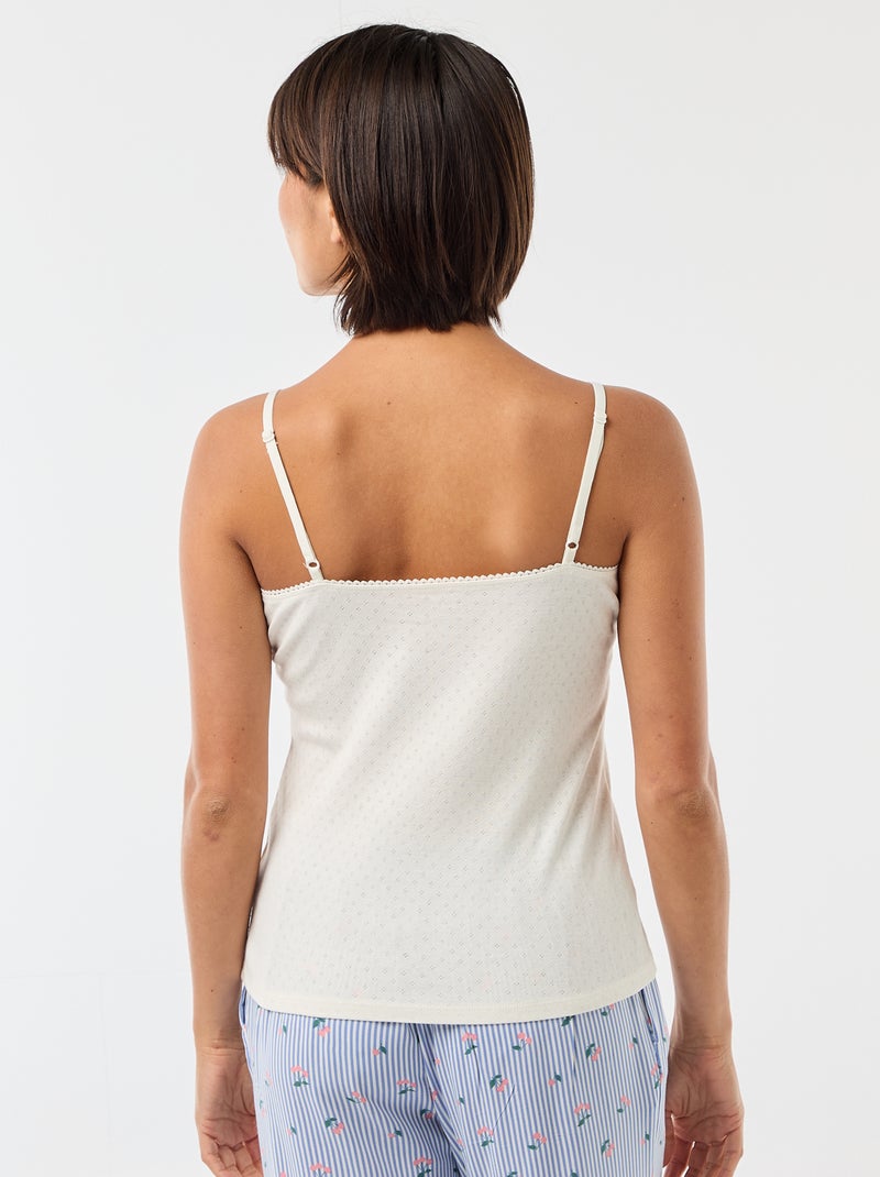 Camiseta de tirantes finos ajustable en algodón liso Blanco - Kiabi
