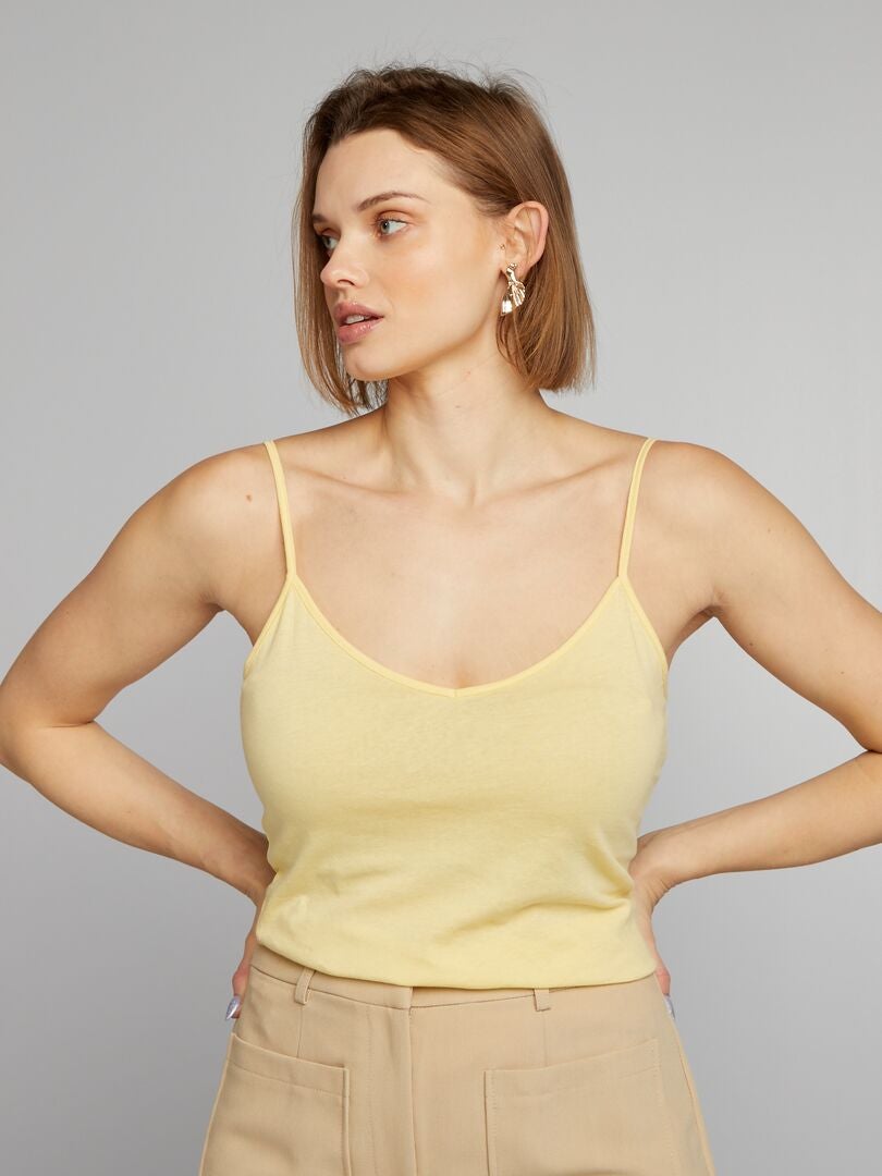 Camiseta de tirantes finos amarillo pálido - Kiabi