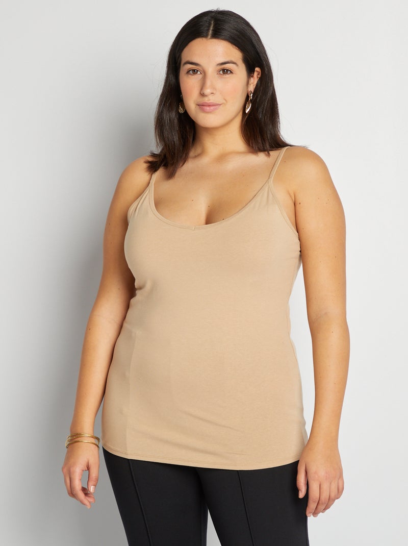 Camiseta de tirantes finos BEIGE - Kiabi