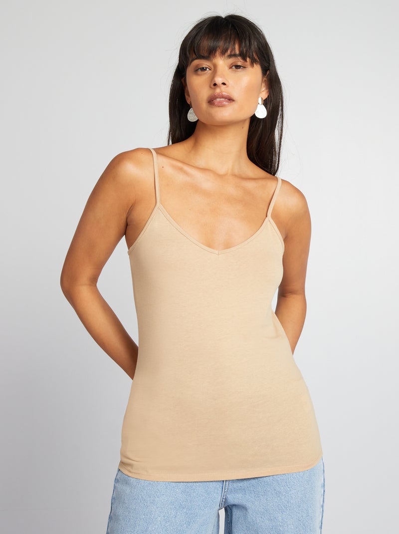 Camiseta de tirantes finos BEIGE - Kiabi