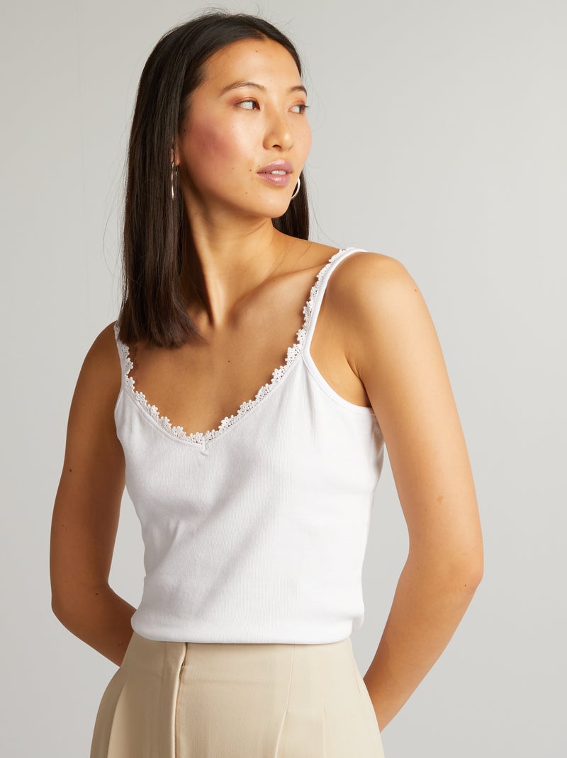 Camiseta de tirantes finos blanco - Kiabi