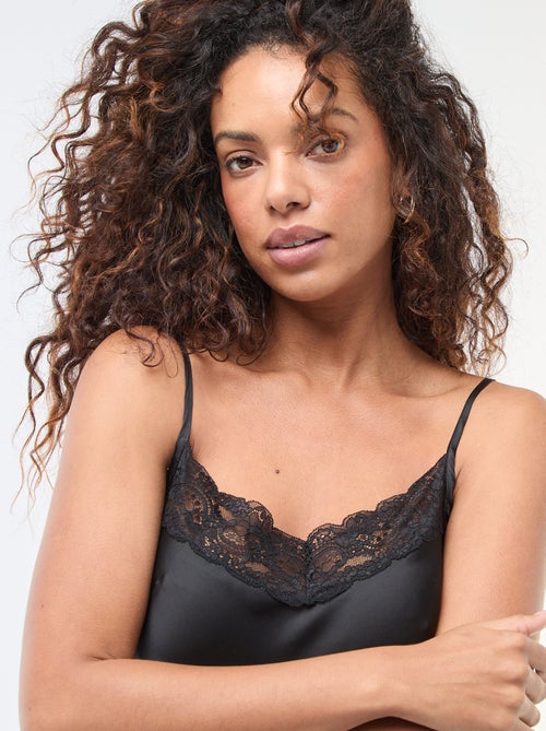 Camiseta de tirantes finos con encaje - Kiabi