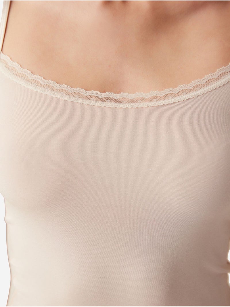 Camiseta de tirantes finos de mujer penti Beige arcilla - Kiabi