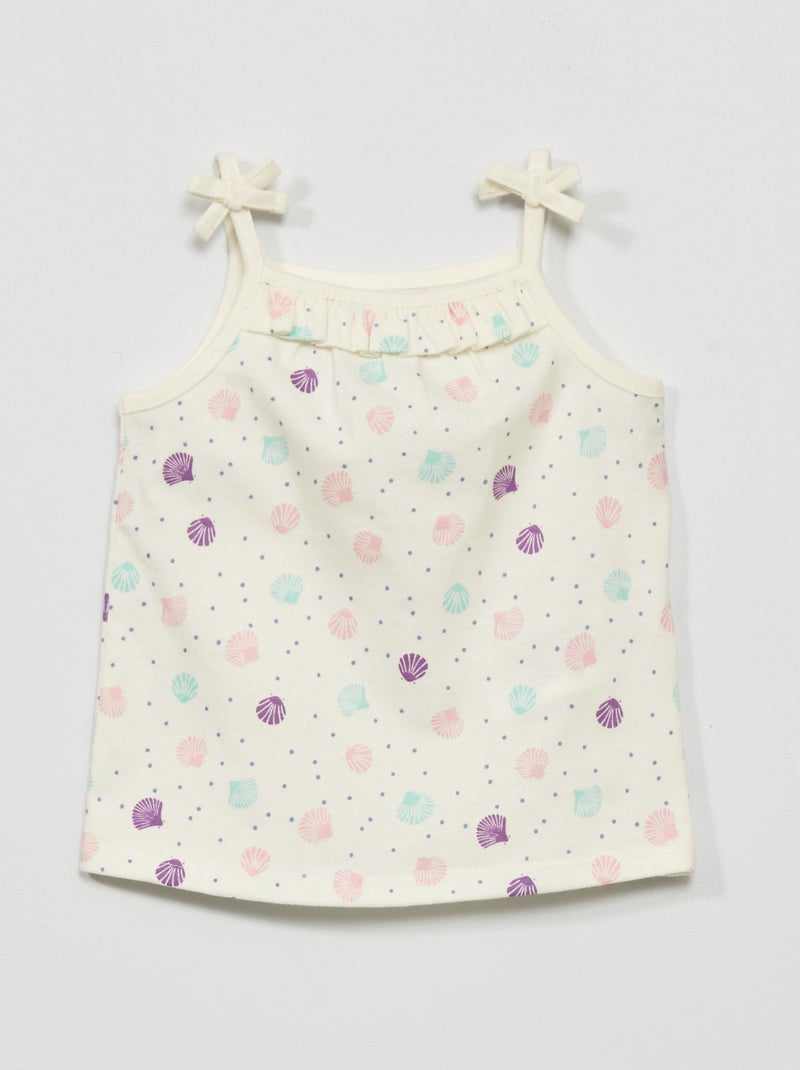 Camiseta de tirantes finos estampada 'concha' BLANCO - Kiabi