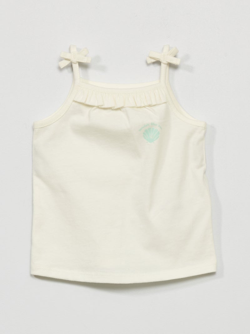 Camiseta de tirantes finos estampada 'concha' BLANCO - Kiabi