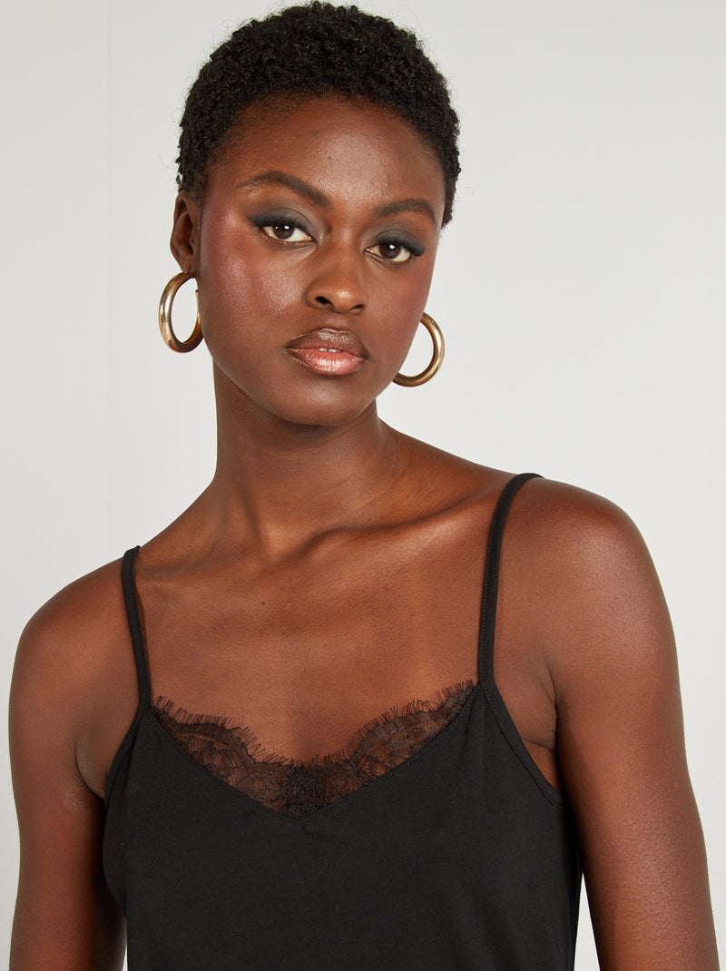 Camiseta de tirantes finos negro - Kiabi