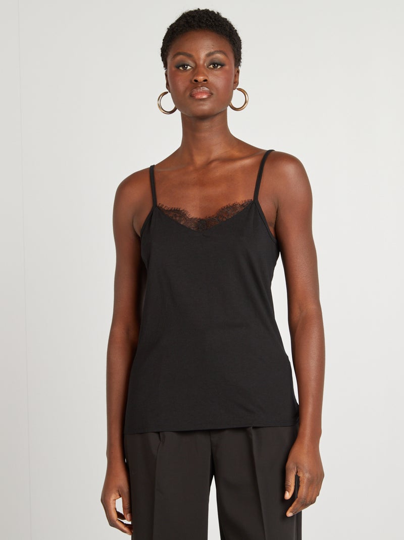 Camiseta de tirantes finos negro - Kiabi