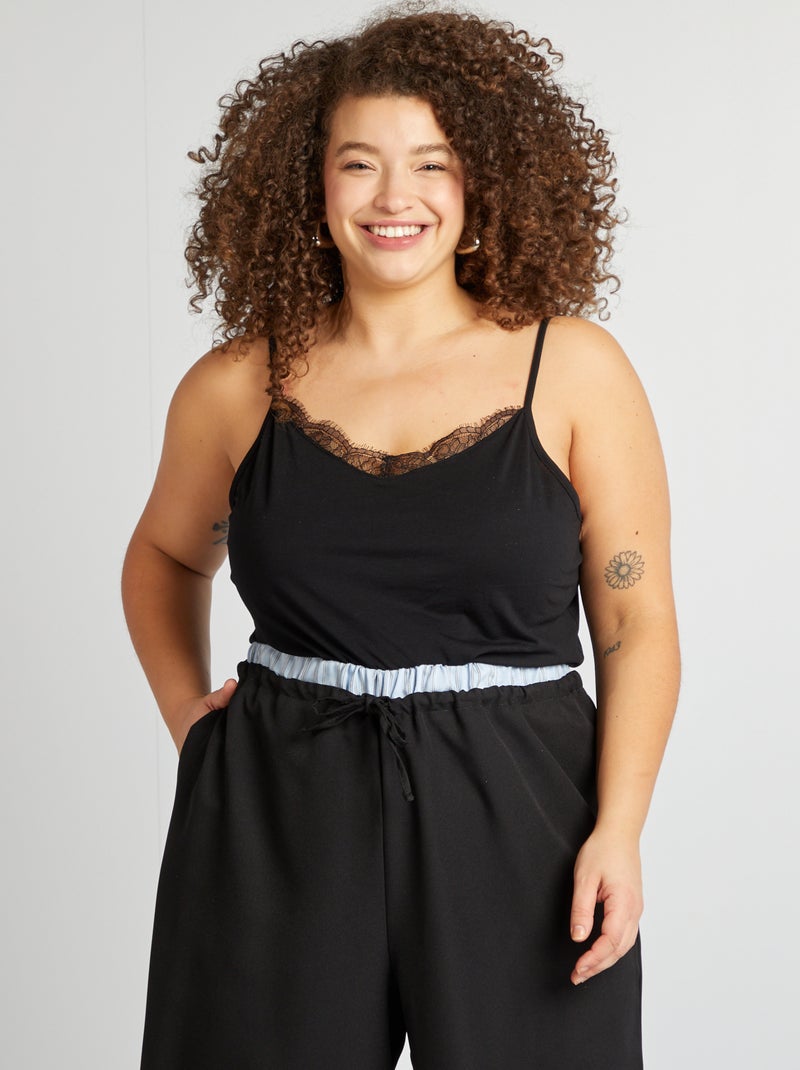 Camiseta de tirantes finos negro - Kiabi