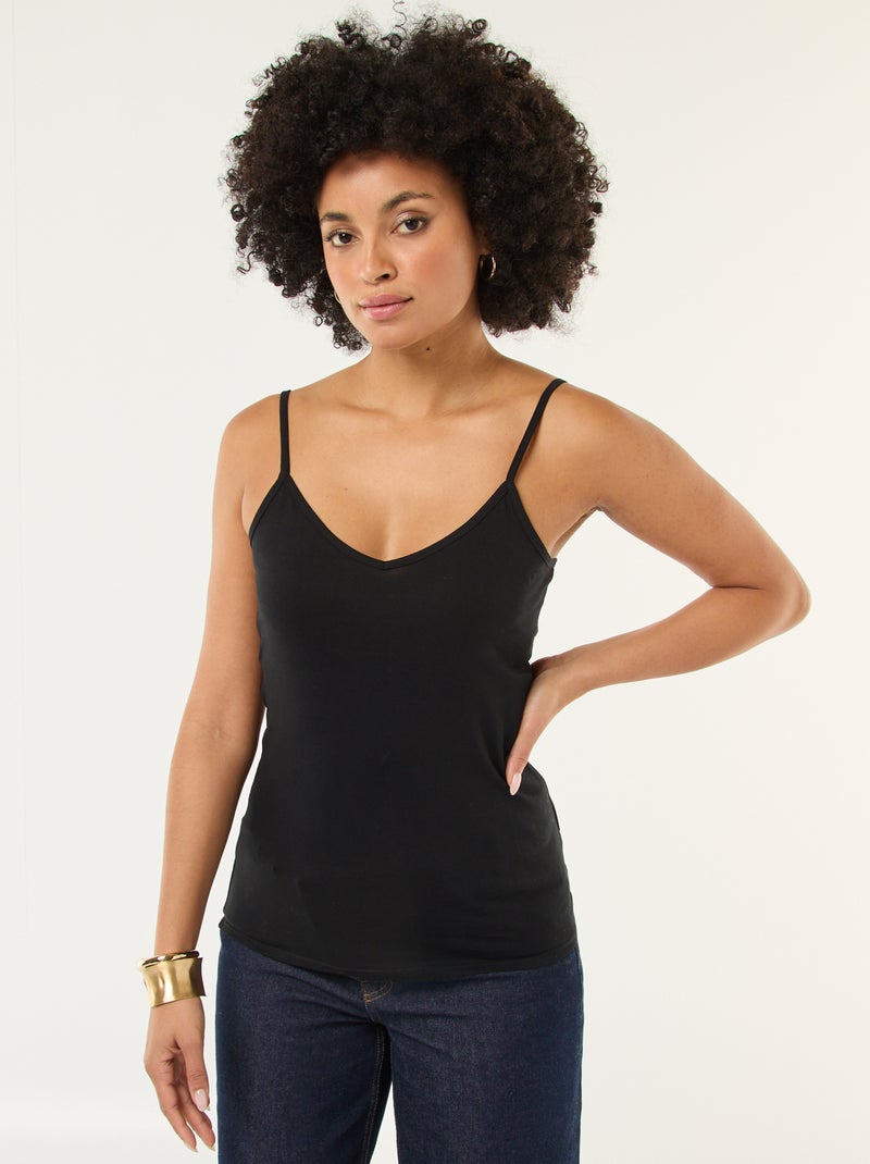 Camiseta de tirantes finos negro - Kiabi