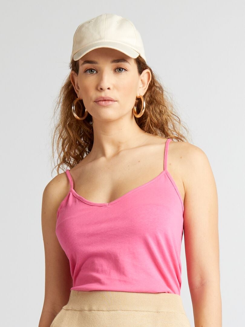 Camiseta de tirantes finos rosa - Kiabi