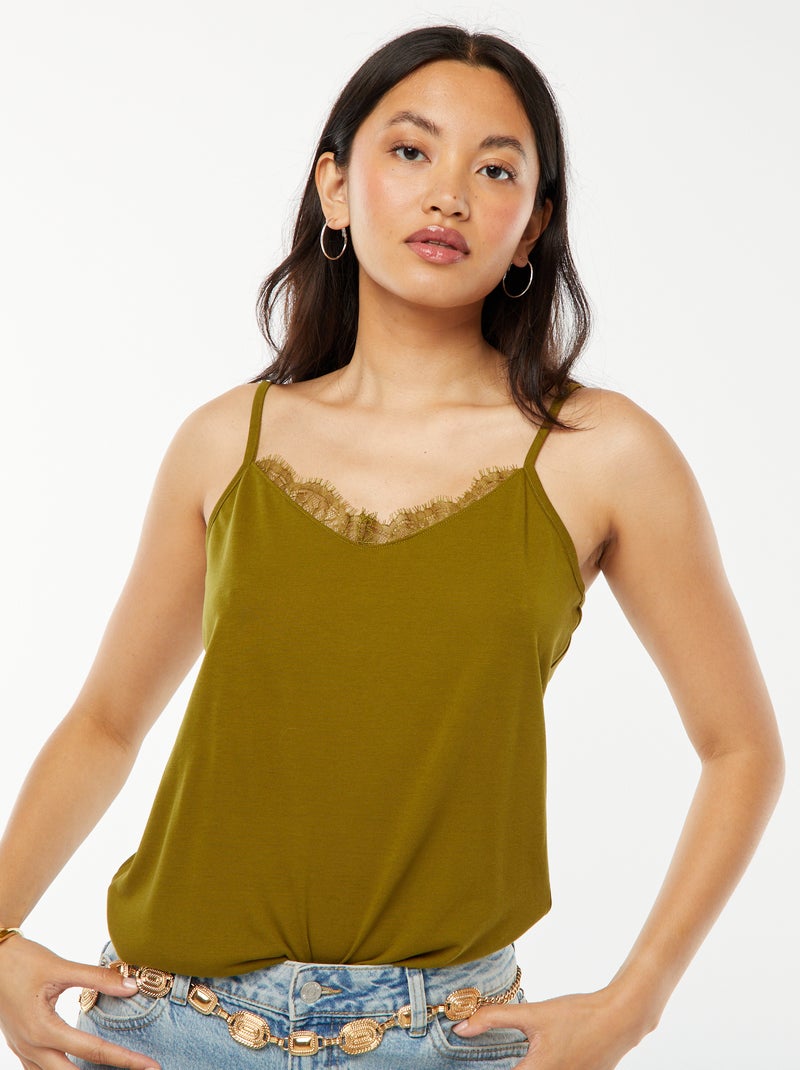 Camiseta de tirantes finos Verde - Kiabi