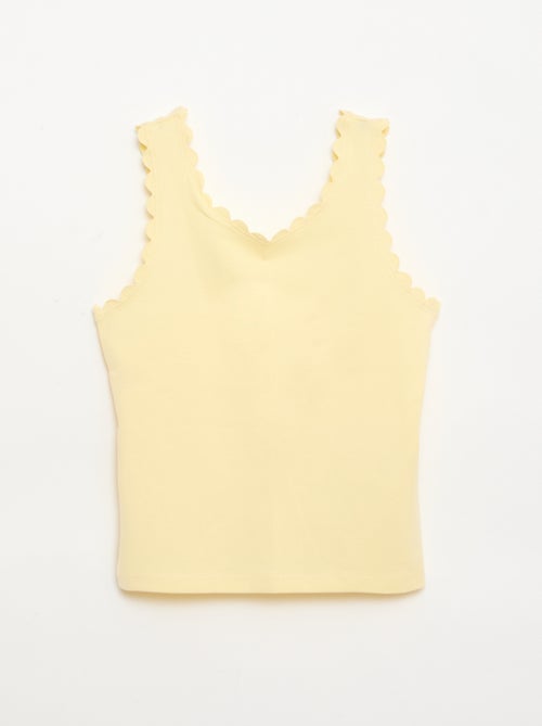 Camiseta de tirantes lisa con bordes ondulados - Kiabi