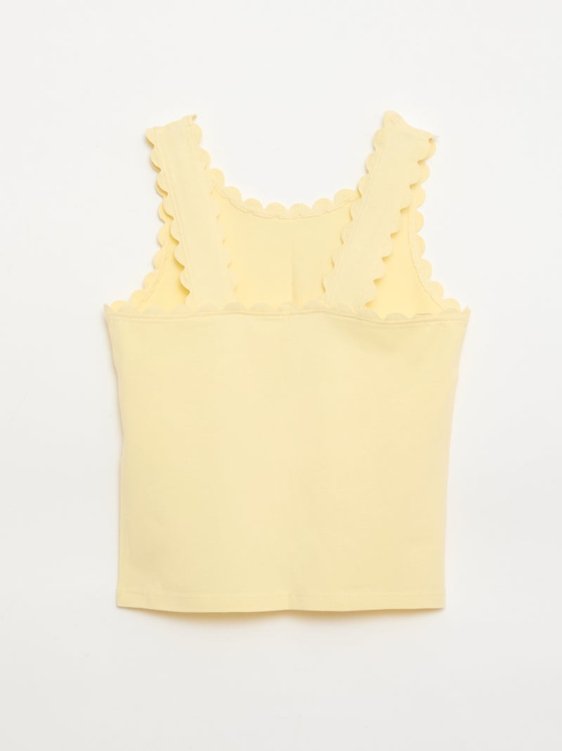 Camiseta de tirantes lisa con bordes ondulados Amarillo - Kiabi