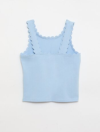 Camiseta de tirantes lisa con bordes ondulados