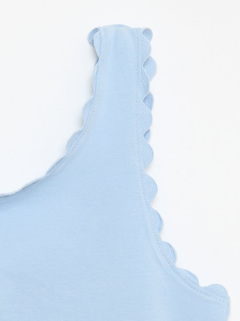 Camiseta de tirantes lisa con bordes ondulados Azul - Kiabi