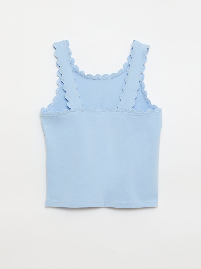 Camiseta de tirantes lisa con bordes ondulados Azul - Kiabi