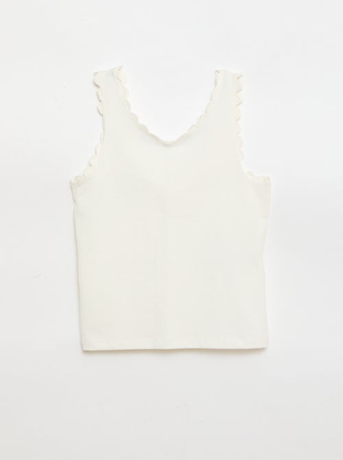 Camiseta de tirantes lisa con bordes ondulados - Kiabi